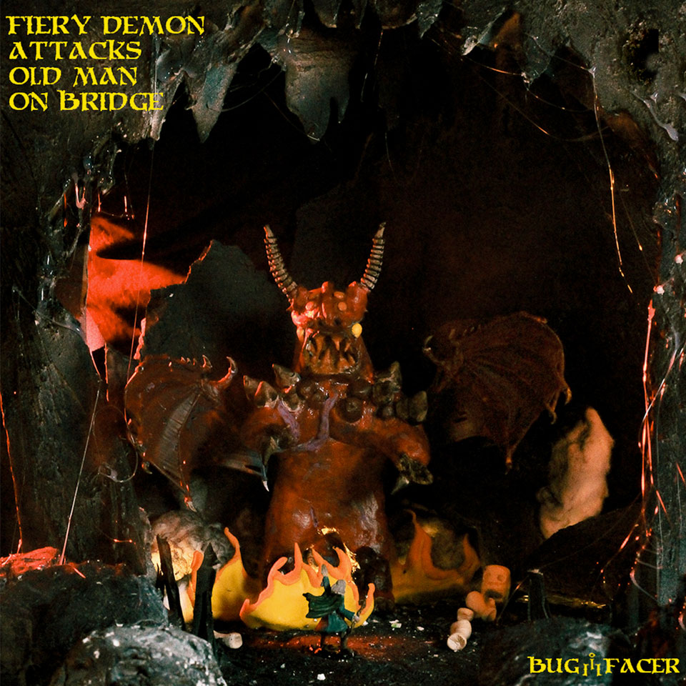 Bug Facer / Fiery Man Attacks Old Man on Bridge – artwork Bug Facer / Fiery Man Attacks Old Man on Bridge - artwork